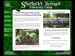 Sherlock's Science Discovery Camp Front Page